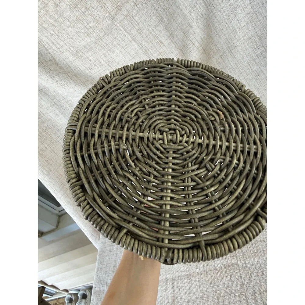 Silverware Tote Home OS Gray Excellent Woven Wicker 4-Slot Caddy